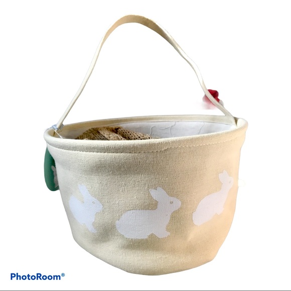 RGI Home Accents Rgi Home Easter Canvas White Bunny Stamped Basket